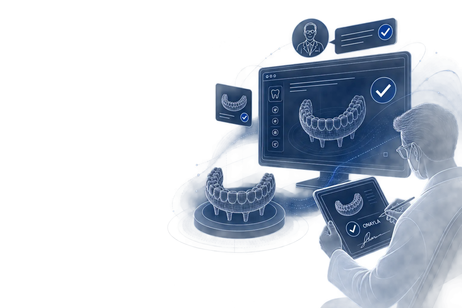 Hekimin CAD tasarımını inceleyip onaylaması