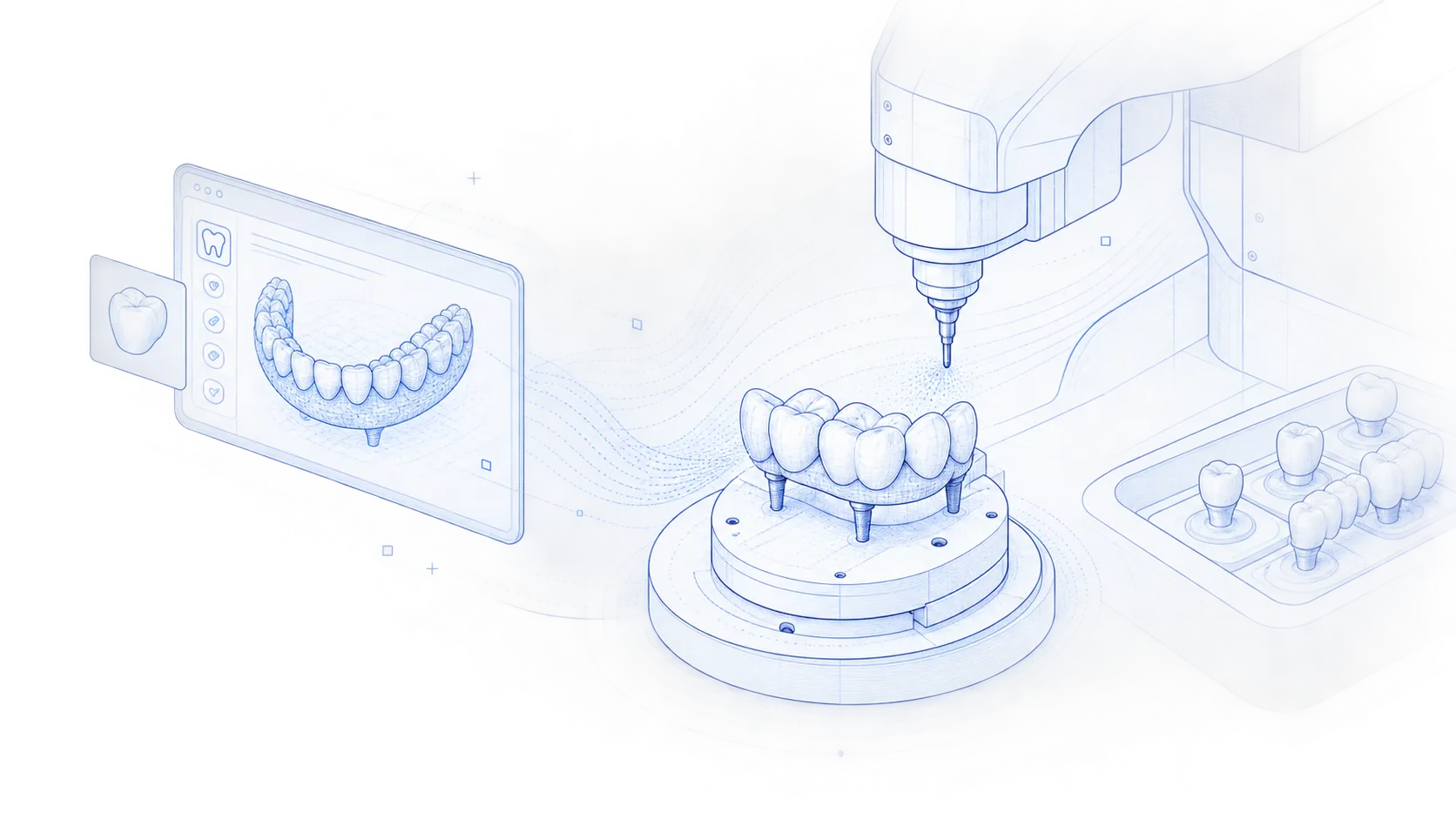 5-eksen CAD/CAM kazıma ve 3D baskı ile üretim